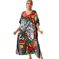 thumbnail image 1 of EDOLYNSA Plus Size Kaftan Dress for Women Swim Cover Up Long Casual Summer Outfit Loose Lounge Wear, 1 of 6