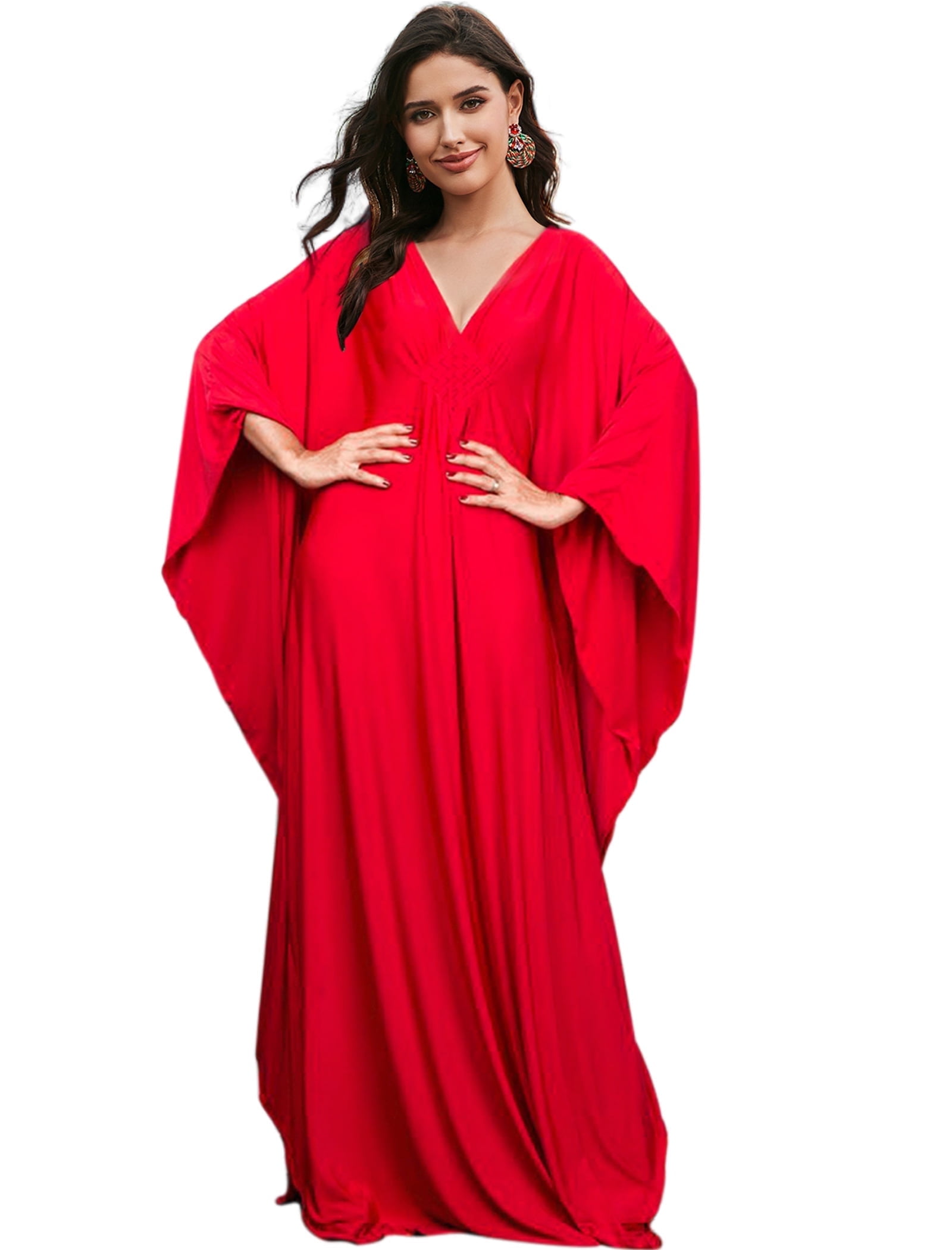 EDOLYNSA Swimsuit Cover Up Plus Size Beach Kaftan Dress Red Honeymoon Dress  - Walmart Business Supplies