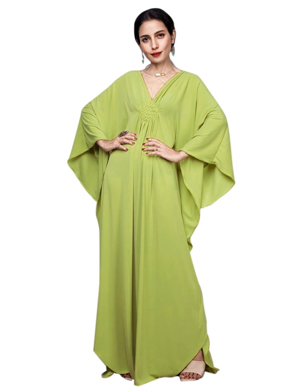 Edolynsa Women's Green Kaftan Maxi Dress Oversized Caftan Frock Dress Kimono Edolynsa Women's Green Kaftan Maxi Dress Oversized Caftan Frock Dress Kimono