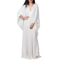 thumbnail image 1 of EDOLYNSA Women's White Kaftan Maxi Dress Loose Fit Frock Dress Plus Size Kimono Dress, 1 of 8