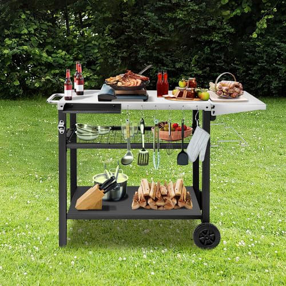 EDOSTORY Outdoor Grill Cart Table Pizza Oven Stand, Three-Shelf ...