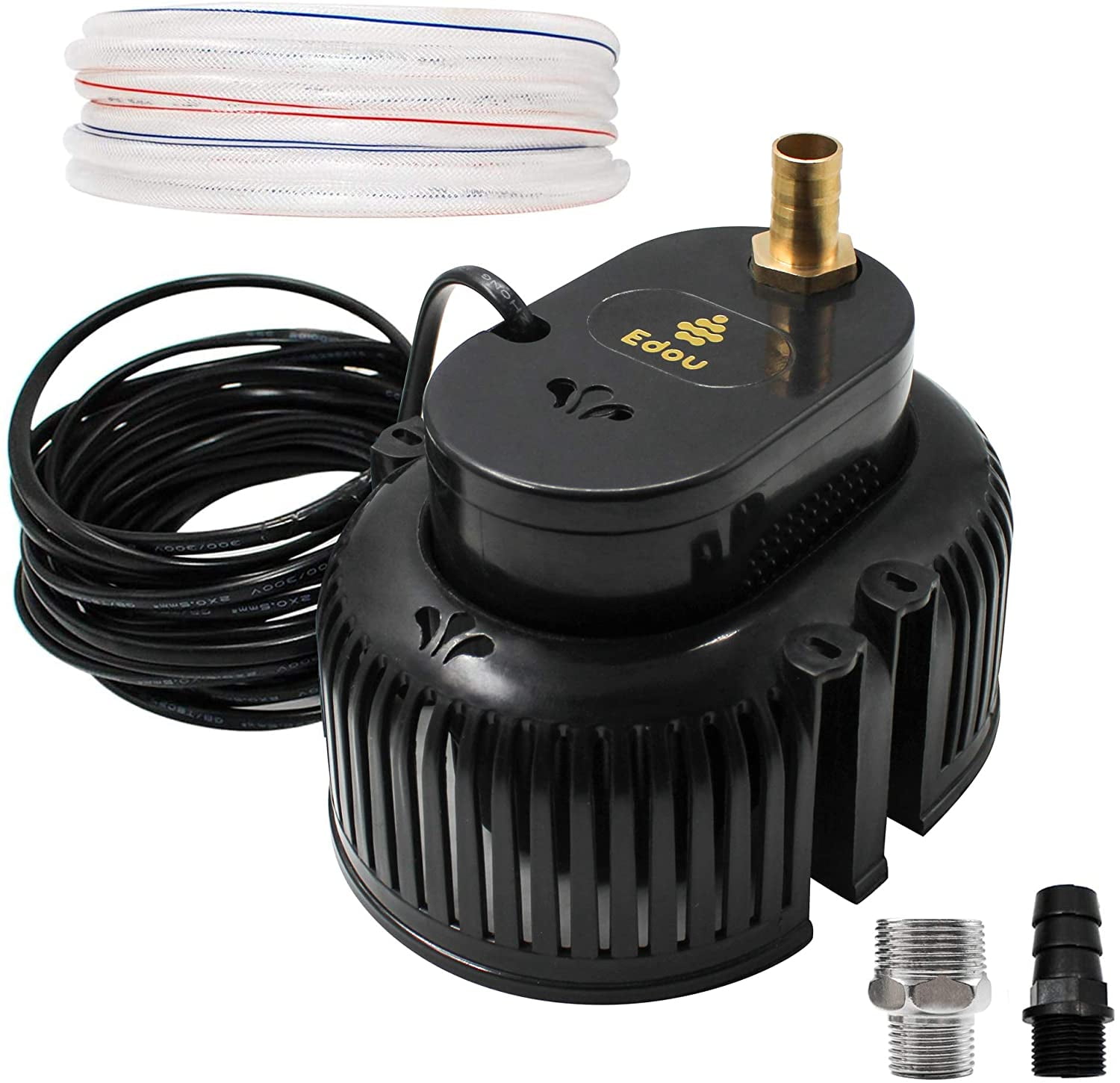 EDOU Direct Black Heavy Duty Submersible Pool Cover Pump with Hose