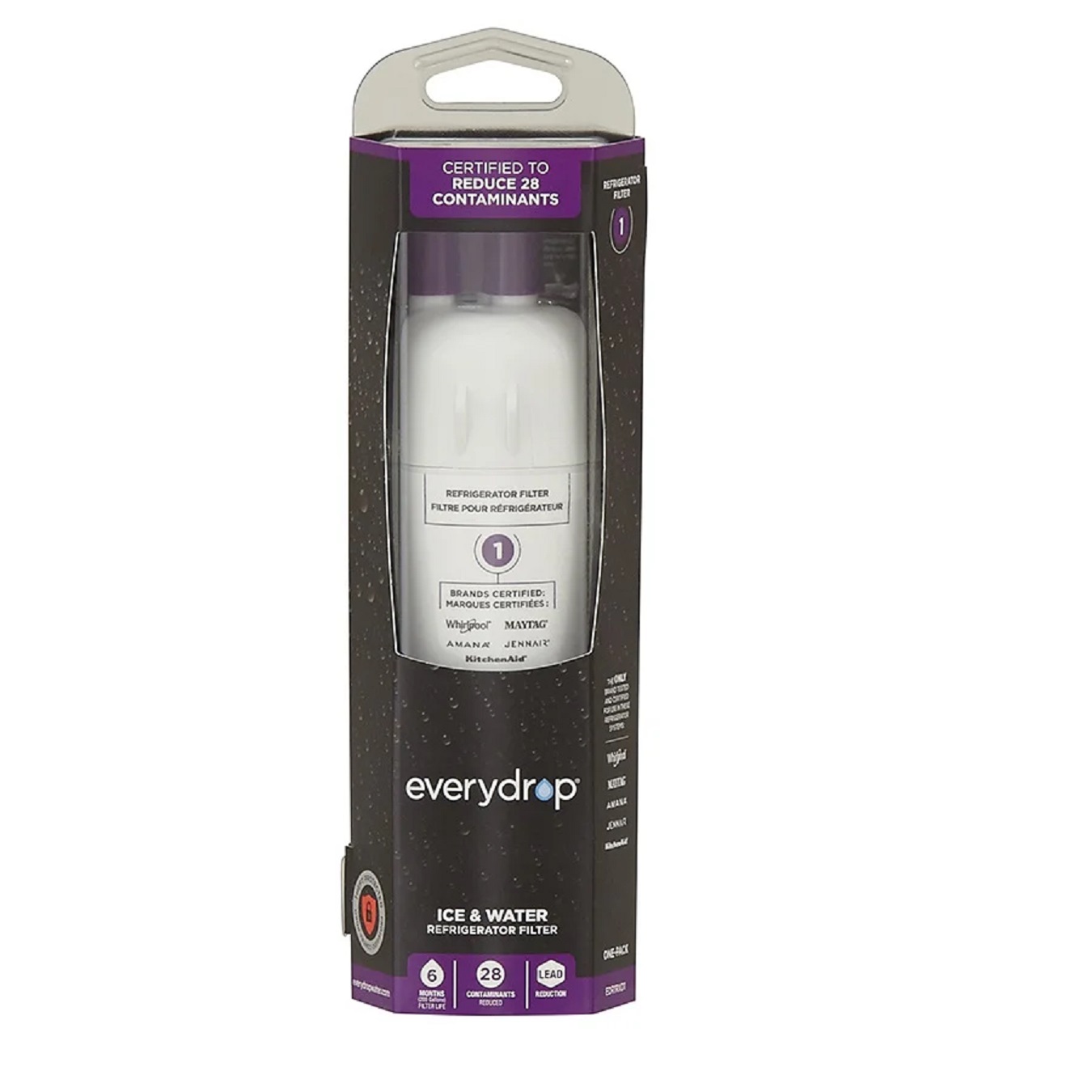 EDR1RXD1 , W10295370 , W10295370A EveryDrop by Whirlpool Refrigerator Water Filter 1 (Pack of 1) - image 1 of 3