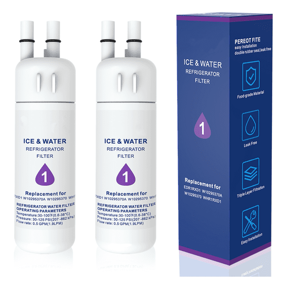 EDR1RXD1 Water Filter 1 Compatible with W10295370A W10295370 EDR1RXD1B 46-9081 46-9930 P5WB2L P8RFWB2L P8WB2L P4RFWB EDRD101G1W, 2-Pack