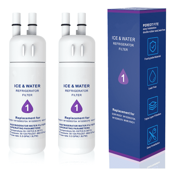 EDR1RXD1 Water Filter 1 Compatible with W10295370A W10295370 EDR1RXD1B 46-9081 46-9930 P5WB2L P8RFWB2L P8WB2L P4RFWB EDRD101G1W, 2-Pack