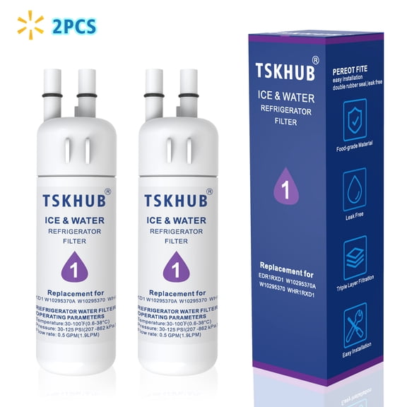 EDR1RXD1 Water Filter 1 Compatible with W10295370A W10295370 EDR1RXD1B 46-9081 46-9930 P5WB2L P8RFWB2L P8WB2L P4RFWB EDRD101G1W, 2-Pack