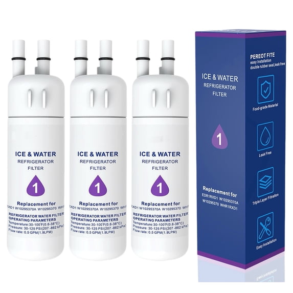 EDR1RXD1 Water Filter 1 Compatible with W10295370A W10295370 EDR1RXD1B 9081 46-9081 46-9930 9930 P5WB2L P8RFWB2L P4RFWB P5WB12NL EDRD101G1W, 3-Pack