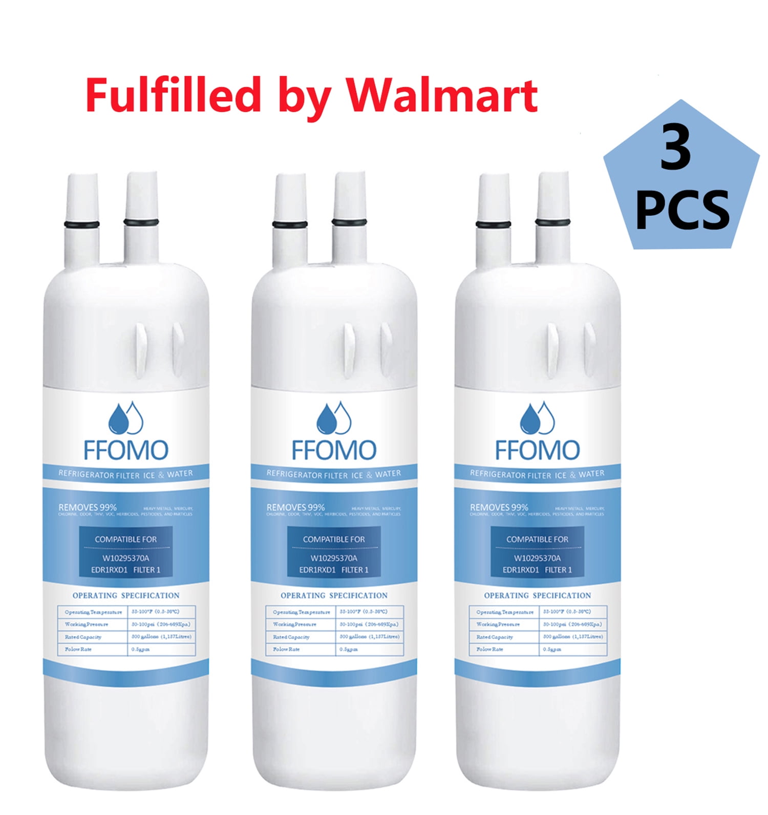 EDR1RXD1 Water Filter 1 Replacement for W10295370A, W10295370, WHR1RXD1