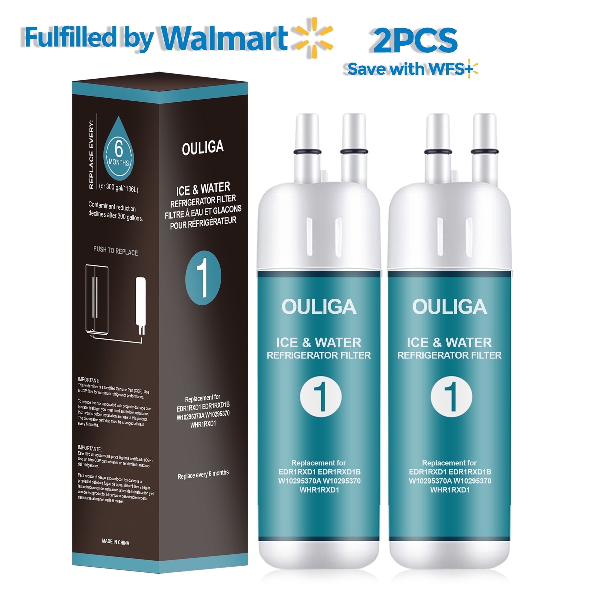 EDR1RXD1 Water Filter Replacement 2-Pack, Compatible with