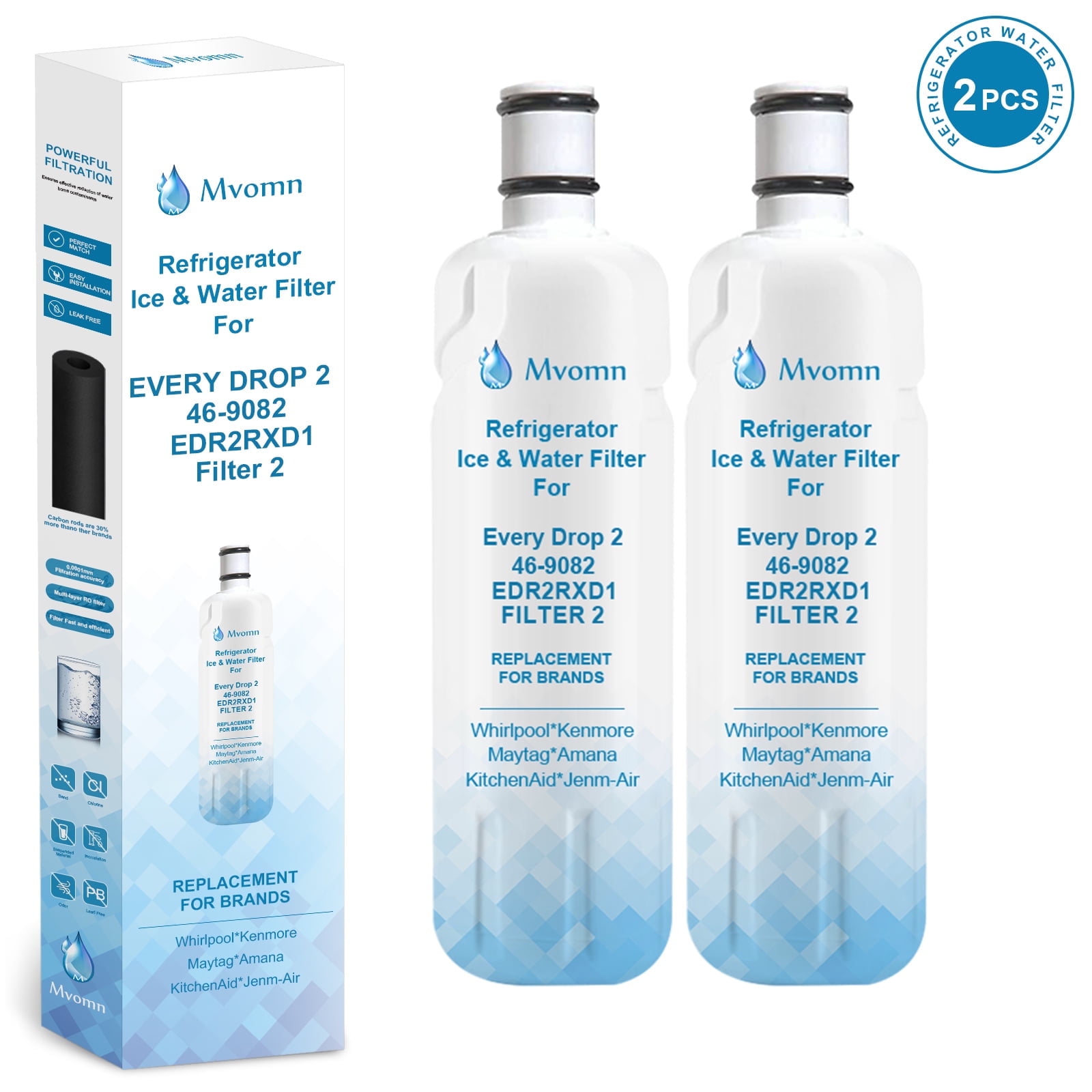 EDR2RXD1 Replacement Water Filter 2 for Whirlpool Refrigerator Water