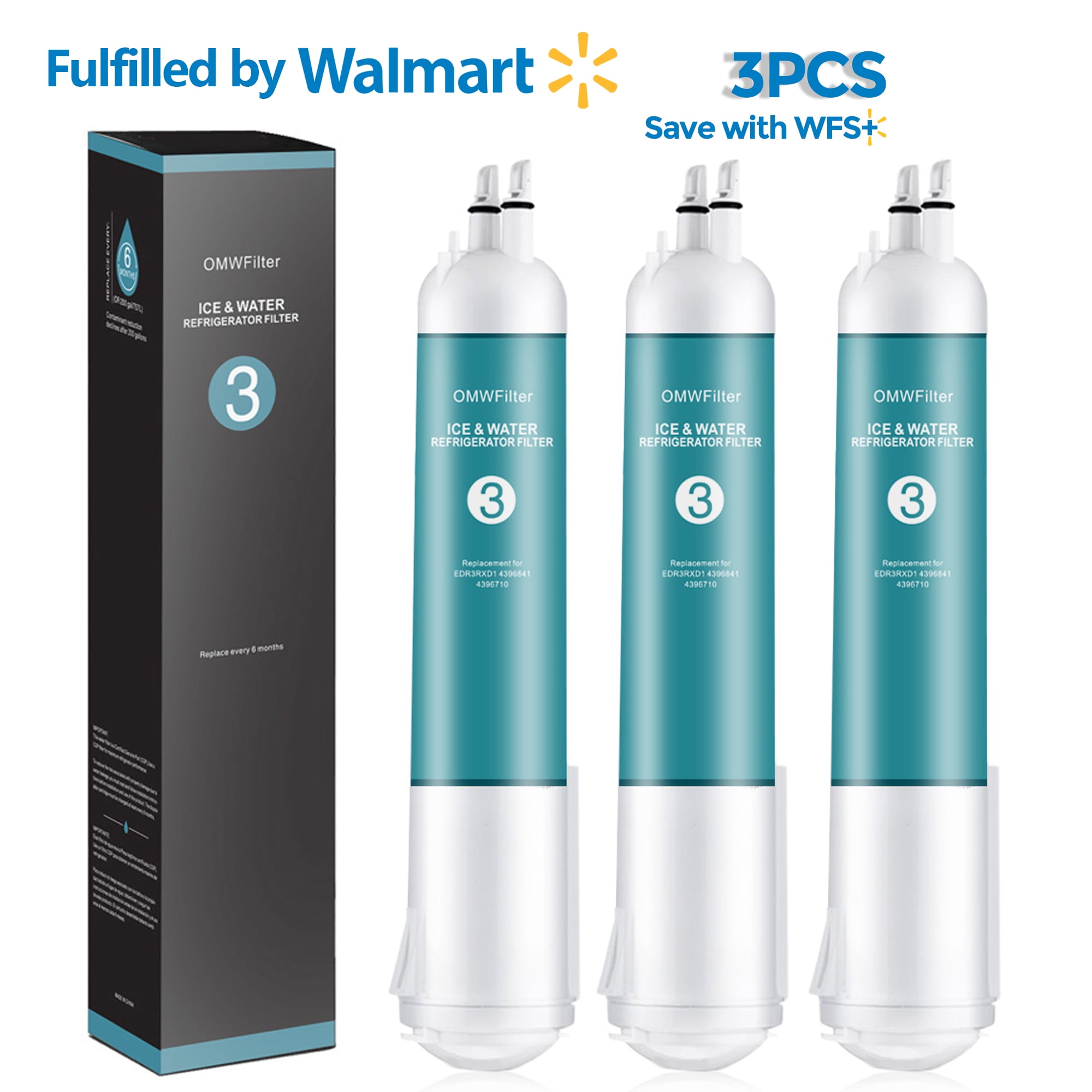 EDR3RXD1 Water Filter 3 Replacement Compatible with Ice and Water Refrigerator Filter 4396841