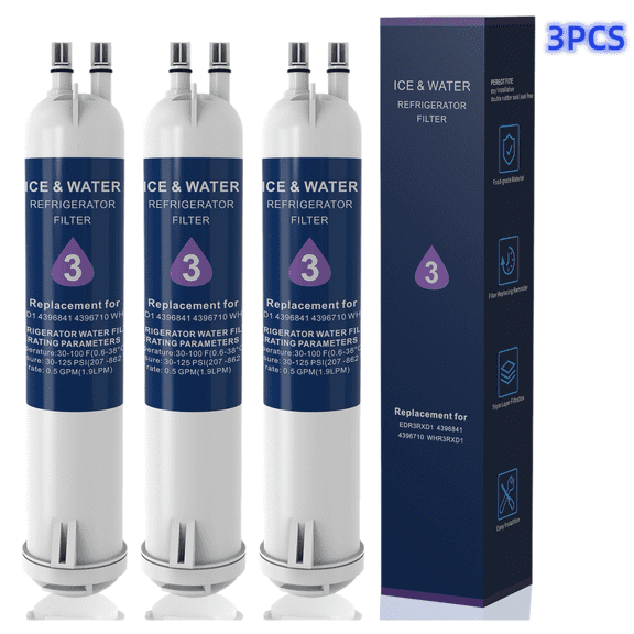 EDR3/RXD1 Water Filter Replacement Compatible with 4396841 4396710 Filter3 and 46-9083 46-9030 P1RFWB2 P1WB2L T1RFKB1,3-Pack