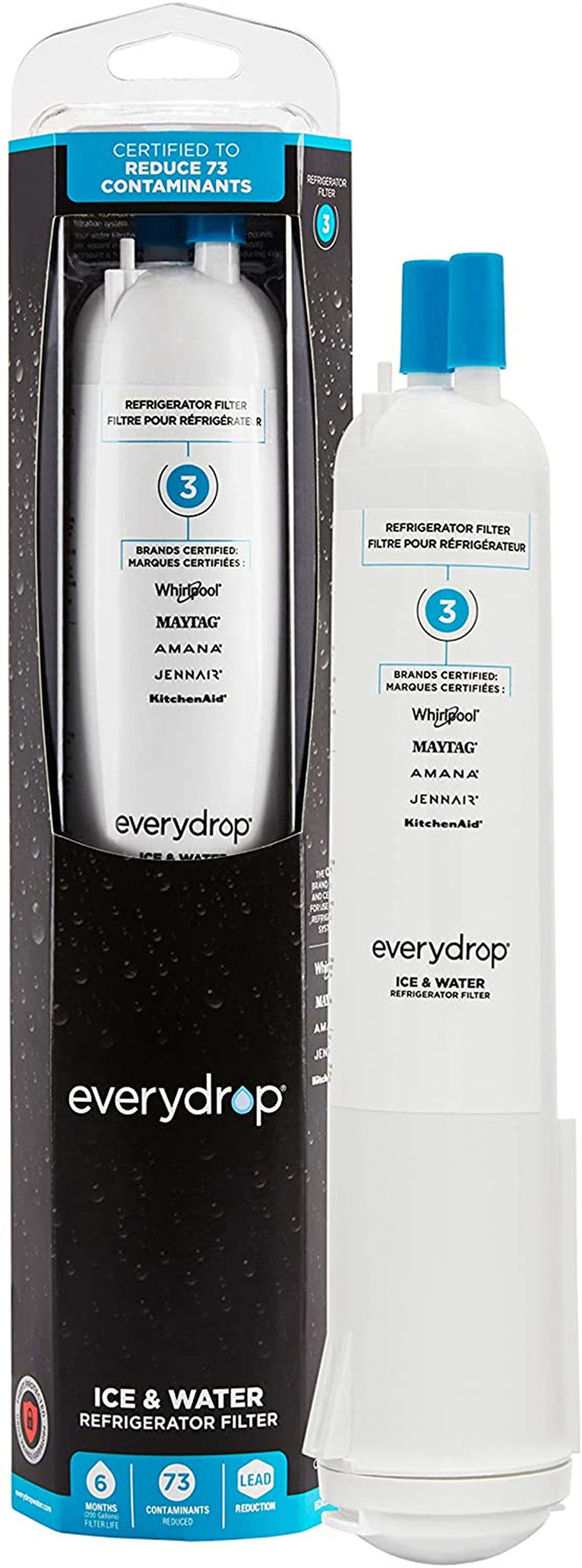 EDR3RXD1 Water Filter 3 WHR3RXD1 Replacement Compatible with Refrigerator 4396841 4396710