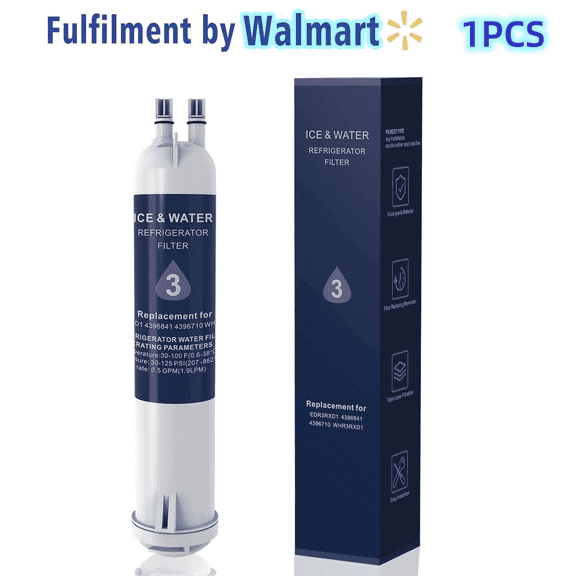 EDR3/RXD1 Water Filter Replacement Compatible with 4396841 4396710 Filter3 and Kenmore 46-9083 46/9030 P1RFWB2 P1WB2L T1RFKB1. 1-Pack