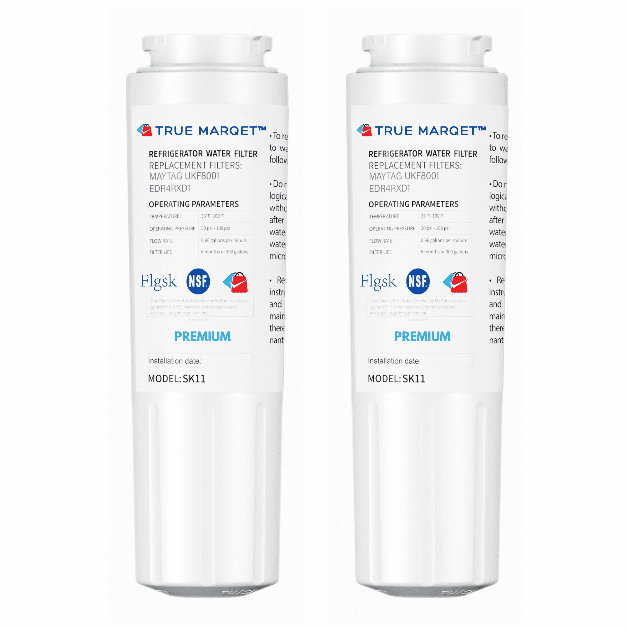 Water Filter Replacement For EveryDrop EDR4RXD1, Water Filter 4, Whirlpool WHR4RXD1, KAD4RXD1 and 469006 Refrigerator Water Filters New 2 Pack