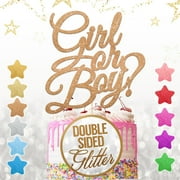 EDSG "Girl or Boy" Cake Topper, Gender Reveal Glitter Cake Topper, 10 Colors,Baby Shower, Welcome Newborn Party Decoration (Rose Gold)