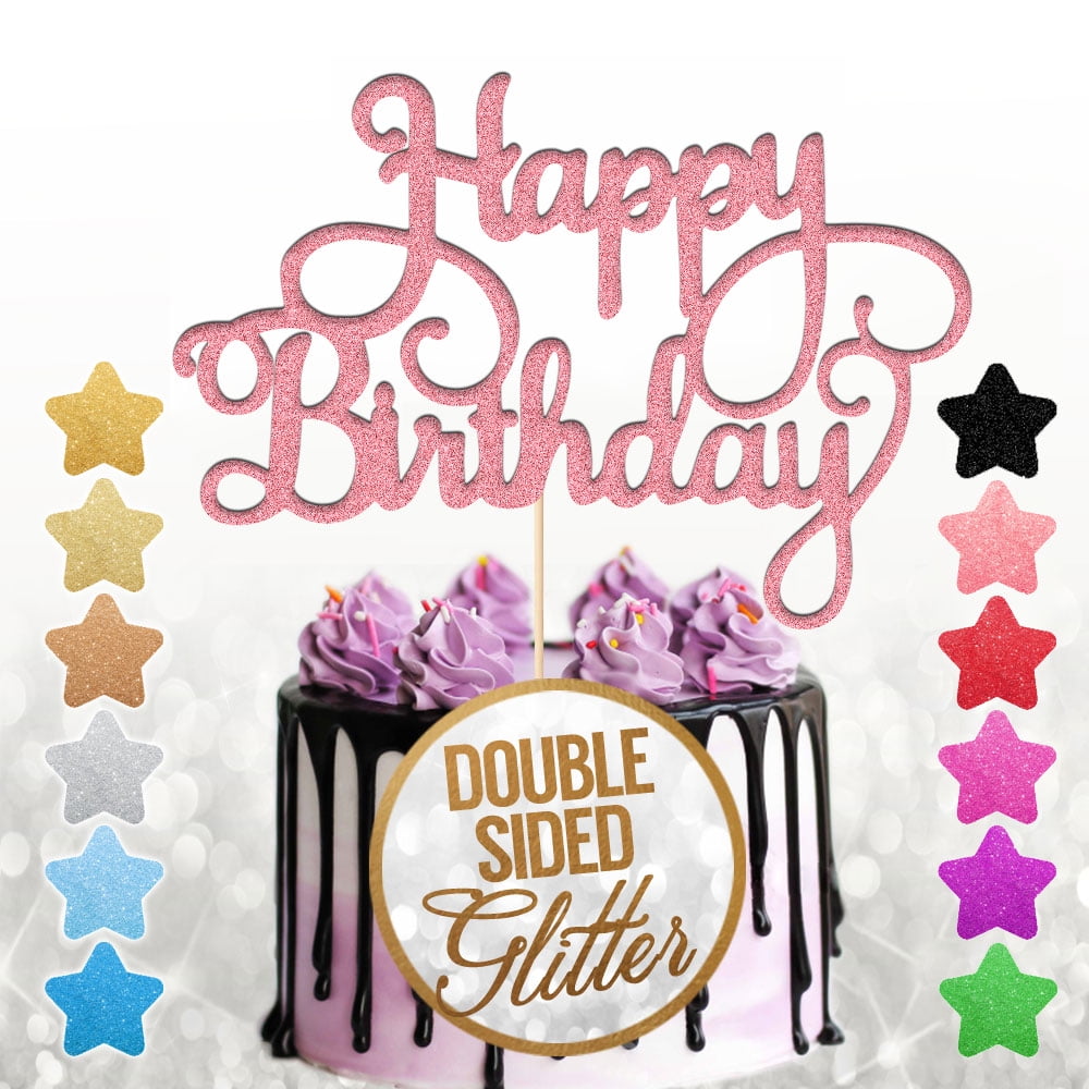 EDSG Personalised Happy Birthday Cake Topper Custom Party Decoration With Any Name Any Age Multicolour Glitter Cake Topper 13th 16th 18th 21st 30th...