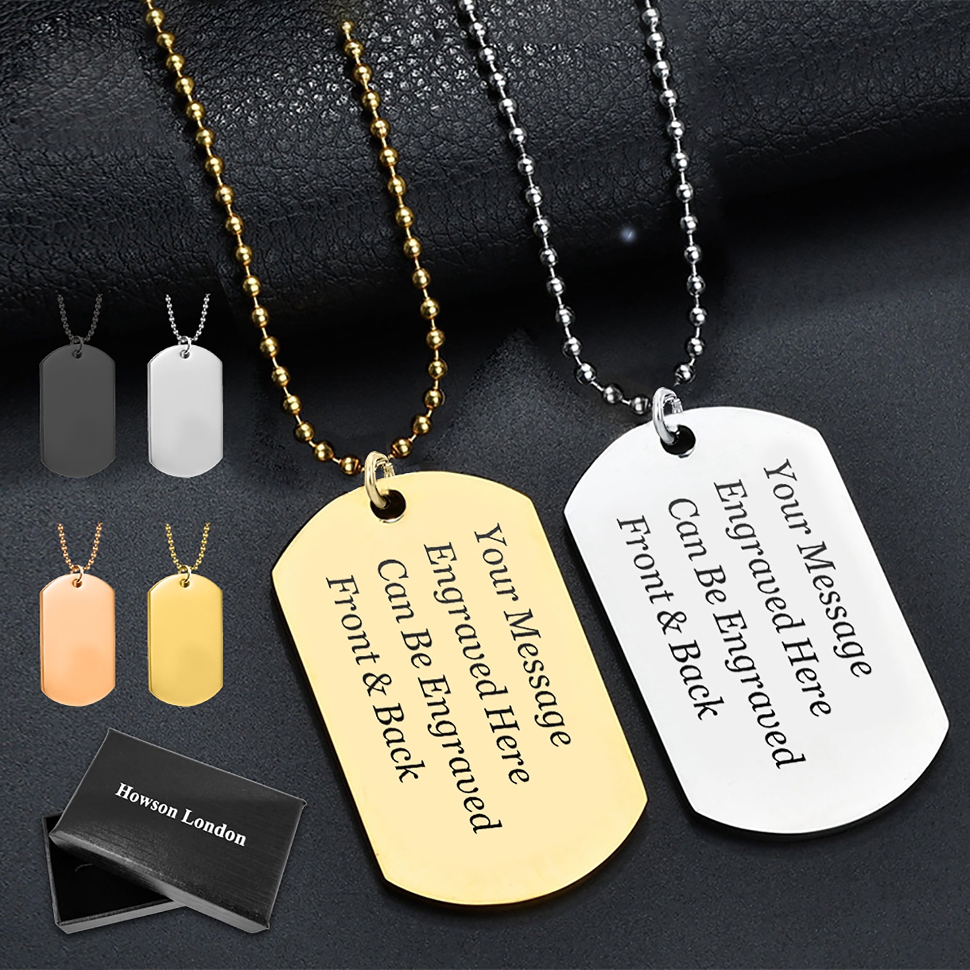 Personalized Dog Tag Pendant Necklace for Men, Custom Laser