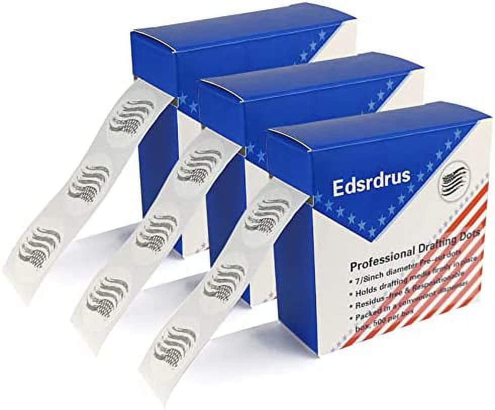 EDSRDRUS 3 Pack Drafting Dots 7/8” Diameter, Low Tack, Easy Removal