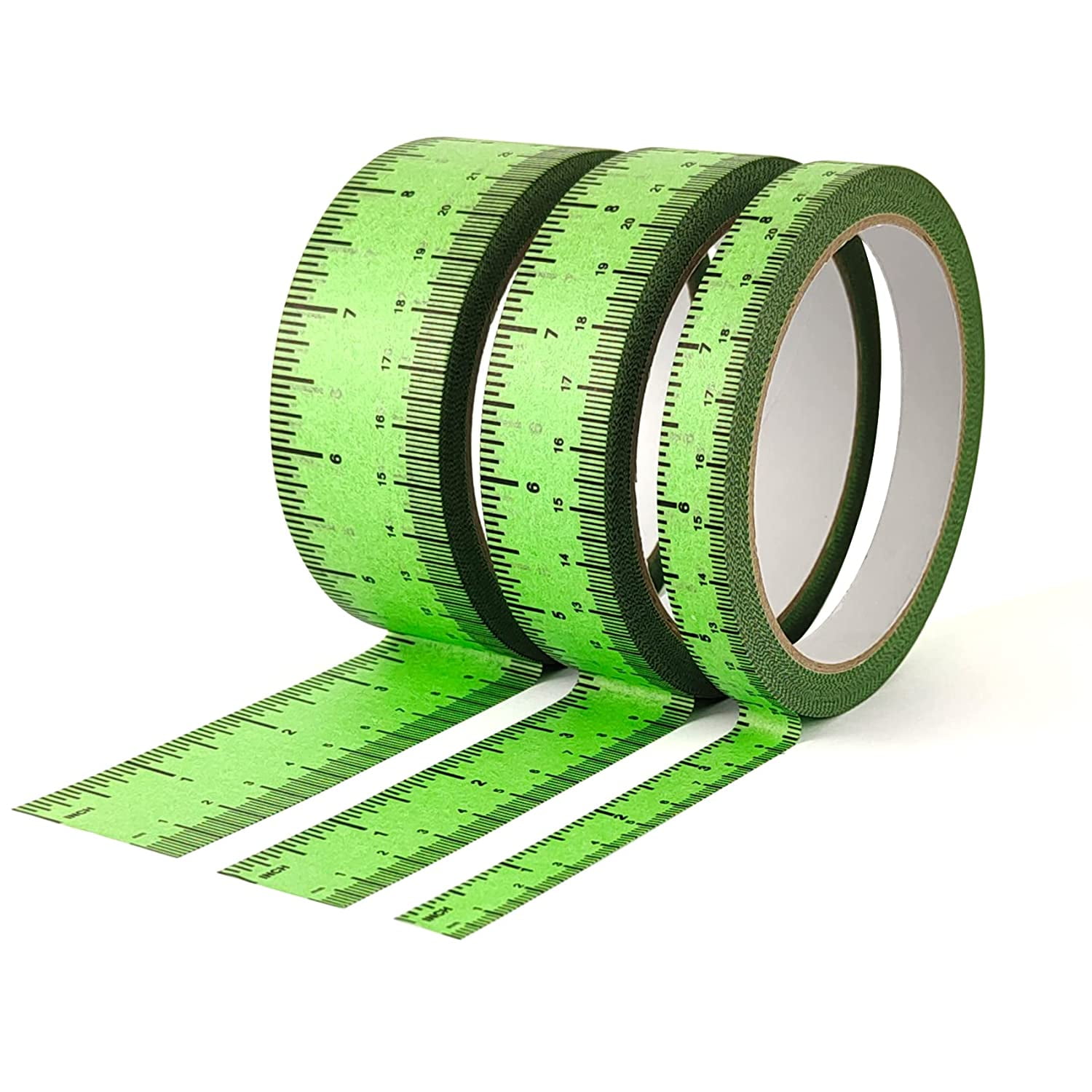 EDSRDRUS 3 Pack Ruler Tape 1/2, 1, 1-1/2 inch Masking Tape Measure,  Repeating 12inch Imprint Adhesive Tape Measure, No Residue & Waterproof  Ruler Tape