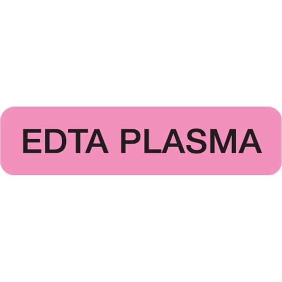 EDTA Plasma Specimen Labels for Blood Collection Tube Samples, 1-1/4" x 5/16", Fluorescent , Permanent Adhesive, , 250 Stickers/Box