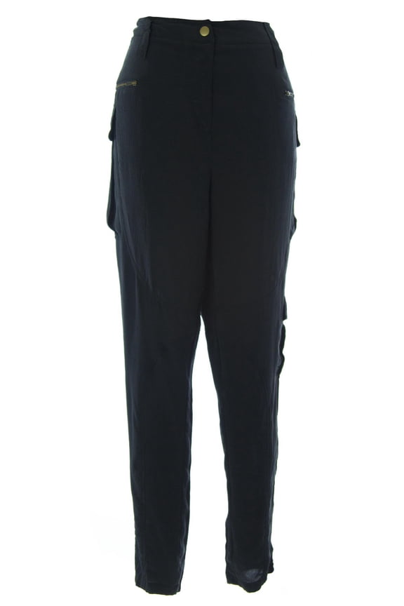 Women's Crepe De Chine Cargo Pants Sz 10/29 Black