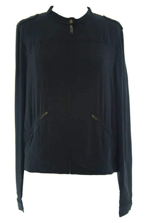 Women's Silk Zip Up Jacket Sz Medium Black