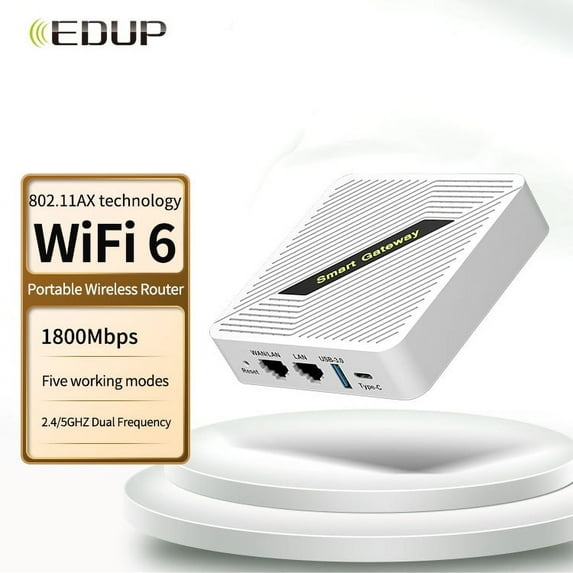 EDUP Wifi 6 Router AX1800 2.4/5GHz Dual Band Router Gigabit Portable Routers for Starlink Wireless Repeater WiFi Bridge
