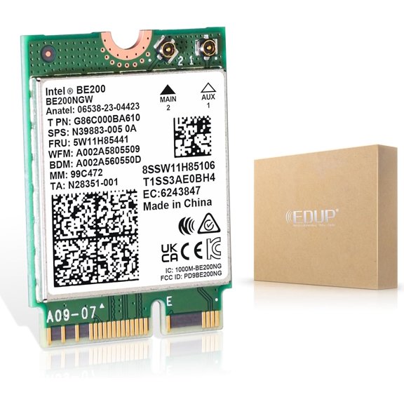 EDUP Wireless WiFi Network Card Intel BE200 BE200NGW 8774Mbps Bluetooth 5.4 Tri-Band 802.11be NGFF M.2 Module Wireless Network Adapter