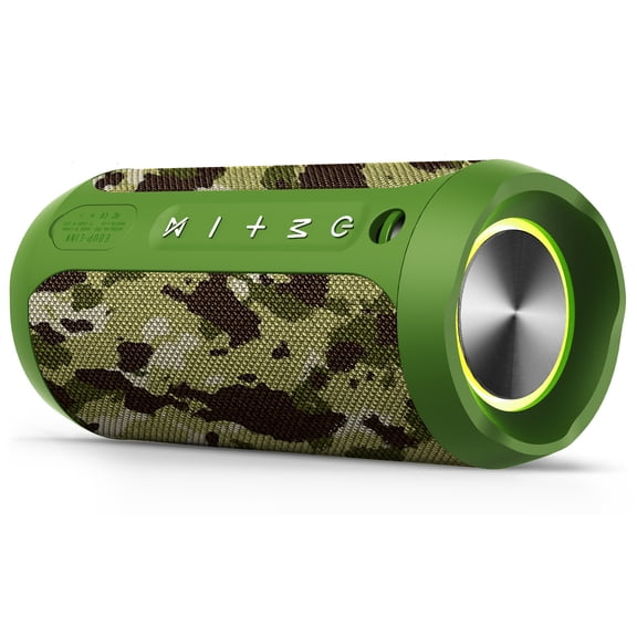 EDUPLINK M6Pro Waterproof Portable Bluetooth Speaker, 20W Louder Wireless Speaker with 20 Hours Playtime, RGB Lights, and TF Slot, Green