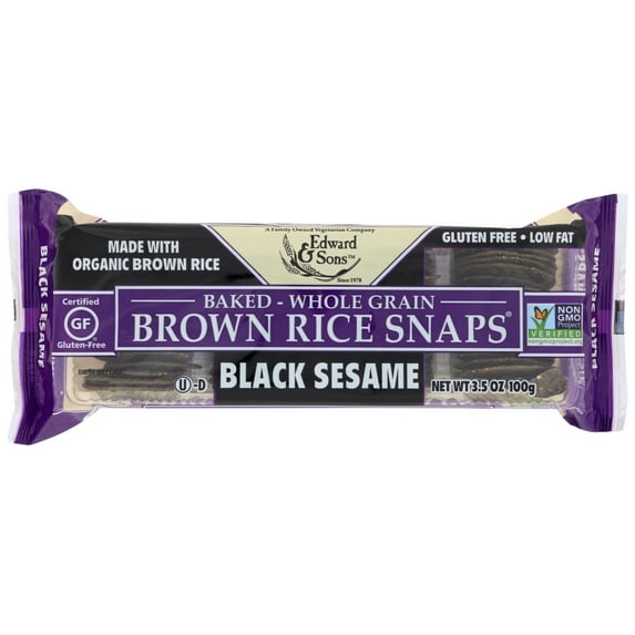 EDWARD AND SONS, BROWN RICE SNAPS BLACK SESAME, 3.5 OZ.