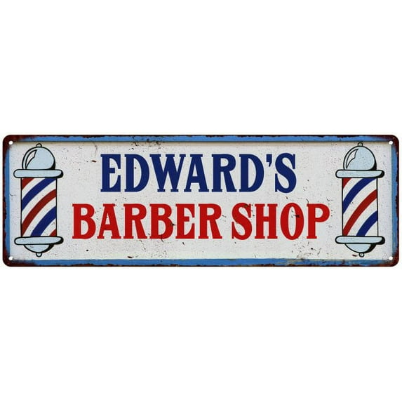 EDWARD'S Barber Shop Hair Salon Gift Metal Sign Retro 6x18 206180031148