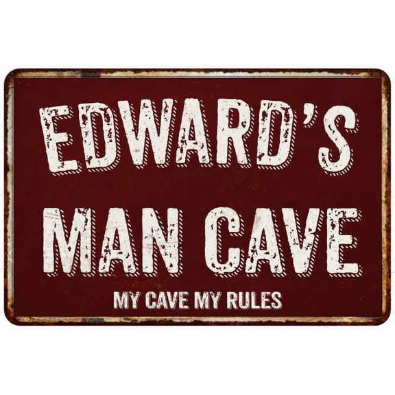 EDWARD'S Man Cave Red Grunge Sign Metal 8x12 Decor 108120003274