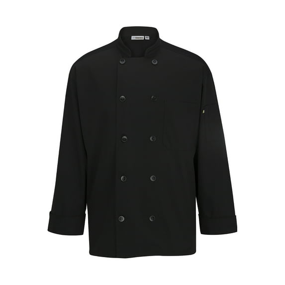 EDWARDS 10 BUTTON CHEF COAT WITH MESH,3363,BLACK,6XL