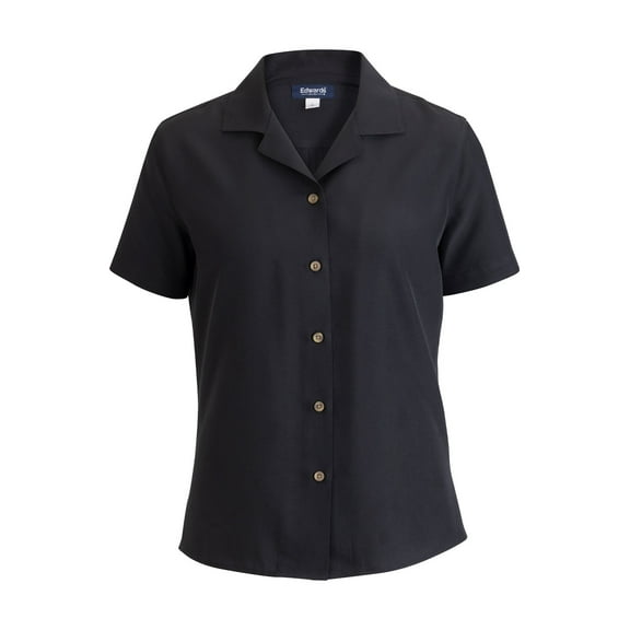 EDWARDS CAMP COLLAR LADIES SHIRT, BLACK, XS
