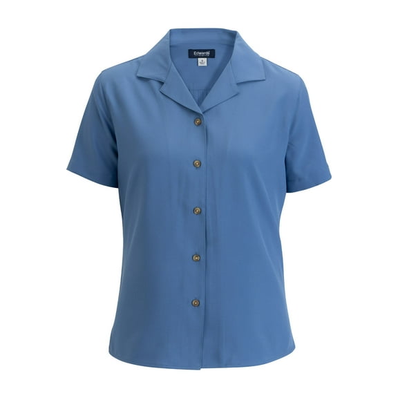 EDWARDS CAMP COLLAR LADIES SHIRT, RIVIERA BLUE, XL