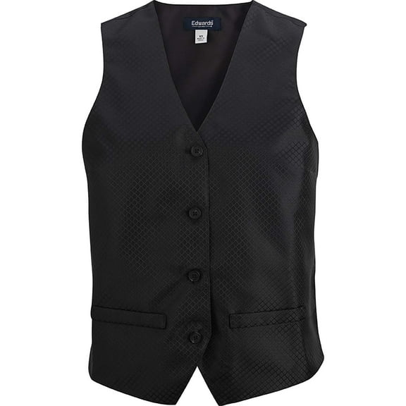 EDWARDS LADIES BROCADE VEST, BLACK, XS