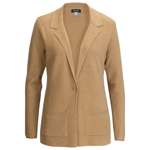EDWARDS LADIES SWEATER BLAZER, CAMEL HEATHER, XS