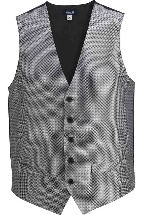 EDWARDS MENS BROCADE VEST, SILVER, S