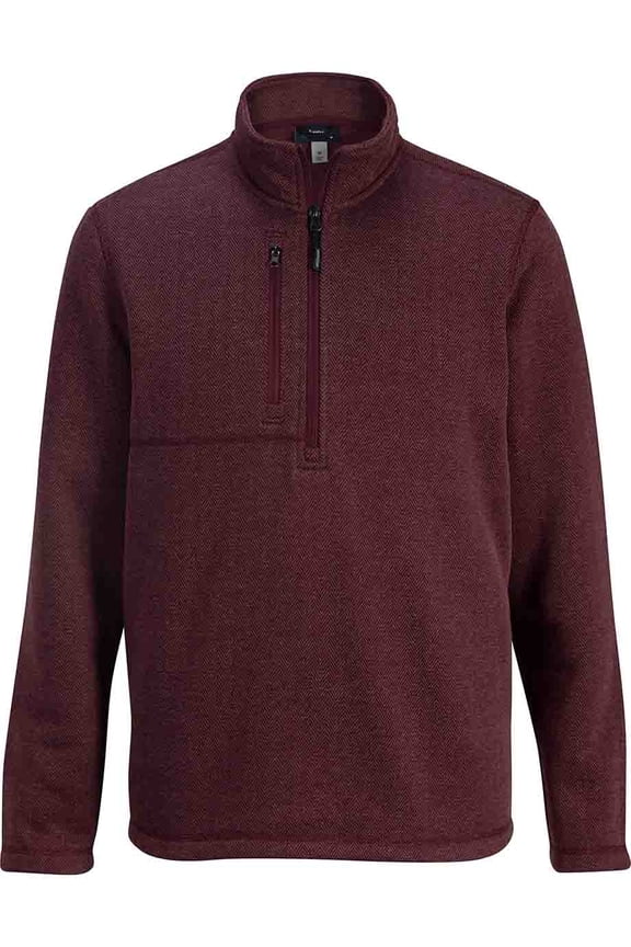 EDWARDS MENS SWEATER KNIT JACKET, BURGUNDY HERRINGBONE, S