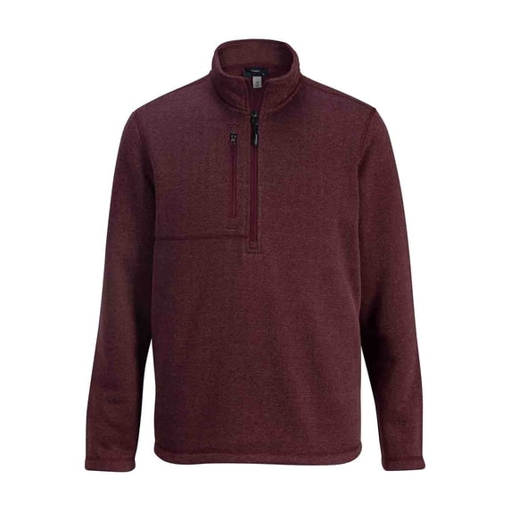 EDWARDS MENS SWEATER KNIT JACKET, BURGUNDY HERRINGBONE, L