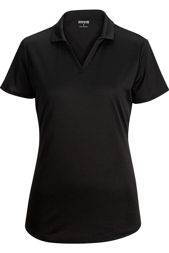 EDWARDS MINI PIQUE LADIES POLO, BLACK, S