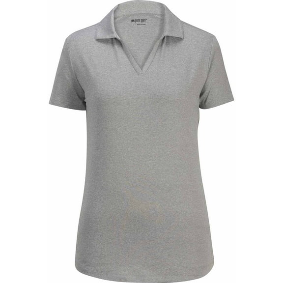 EDWARDS POINT GREY LADIES POLO, PLATINUM HEATHER, L