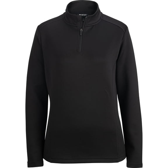 EDWARDS POINT GREY LADIES QUARTER ZIP, BLACK HEATHER, S