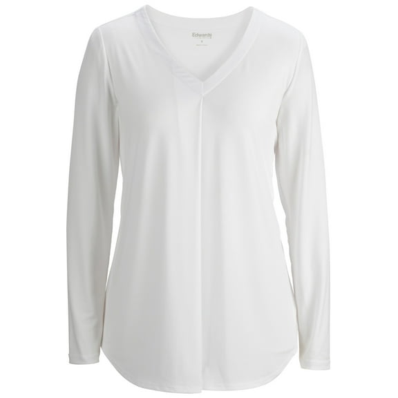 EDWARDS SOFT PLEATED LADIES BLOUSE, WHITE, S