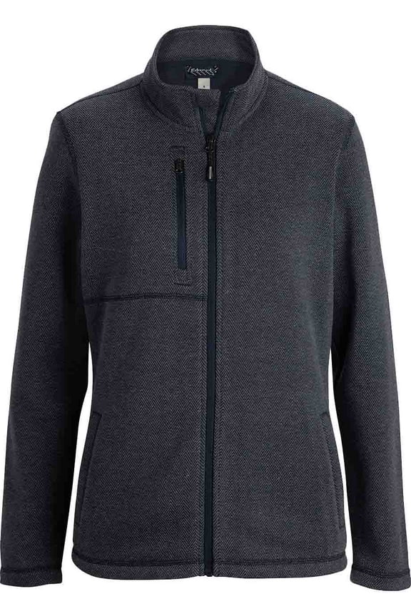 EDWARDS WOMENS SWEATER KNIT JACKET, NAVY HERRINGBONE, M