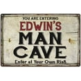 thumbnail image 1 of EDWIN'S Man Cave Sign Rustic 8 x 12 High Gloss Metal 208120035137, 1 of 1
