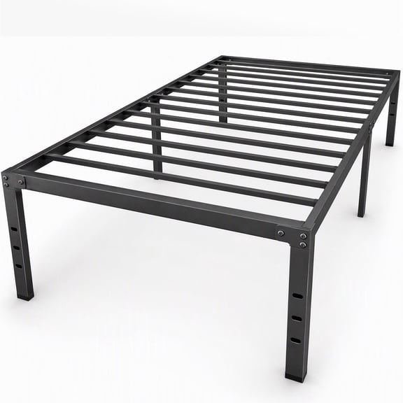 EDX 16 Inch Metal Platform Bed Frame with Steel Slats, Large Under Bed Storage, No Box Spring Needed, Noise Free, Easy Assembly, Twin
