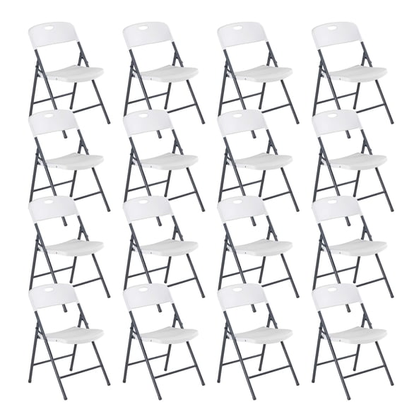 EDX 16 Pack Folding Chairs with Ergonomic Back, Heavy Duty Plastic Stackable Portable Folding Chairs, Weight Capacity 330 Lbs, For Home, Office, Party, Wedding, Events, Indoor Outdoor, White
