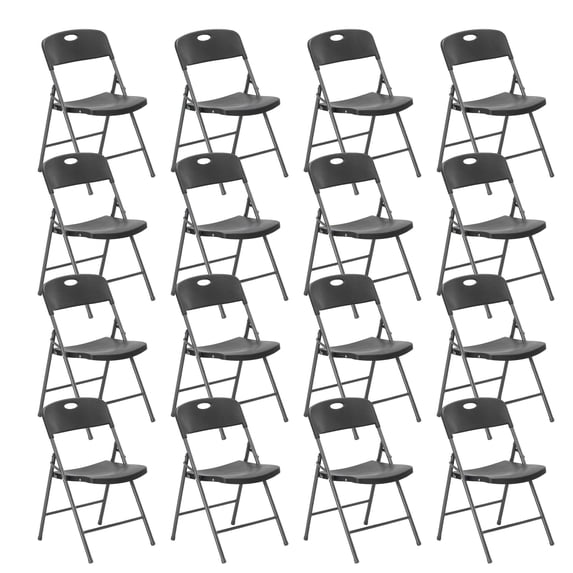 EDX 16 Pack Folding Chairs with Ergonomic Back, Heavy Duty Plastic ...